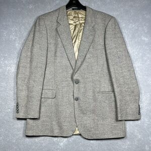 VTG Vittorio Rex Blazer Jacket Men’s 42R Beige Tweed Lambswool Front Two Button
